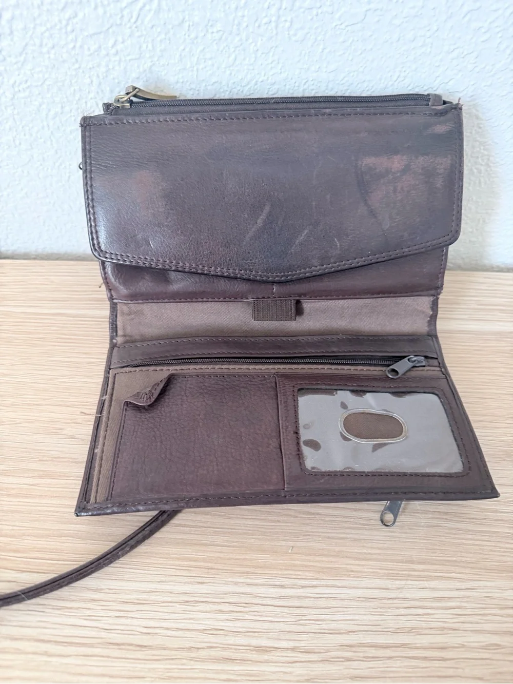 Vintage Fossil Wallet Brown Crossbody